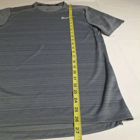 Nike Grey Striped Dri-Fit Running Miler Tshirt Athletic Workout Athleisure Sz M - Picture 6 of 8